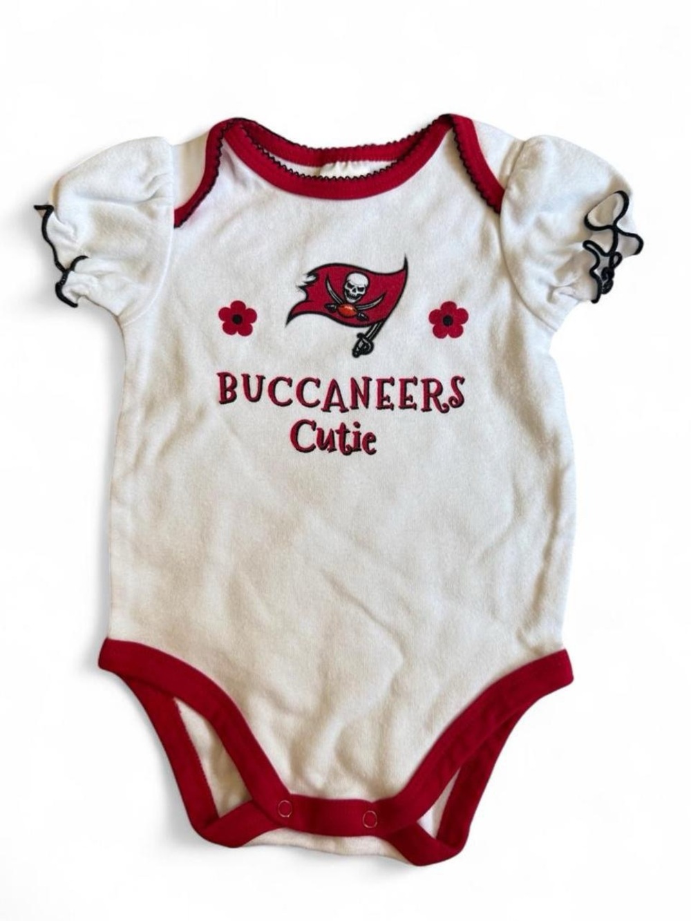 NFL White & Red Buccaneers Cutie Baby One-Piece
